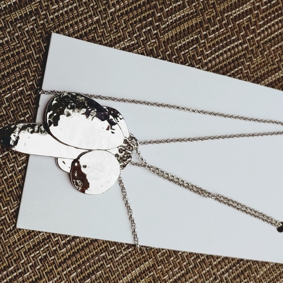 Silver Hammered Pendant Necklace - Picture 3 of 4